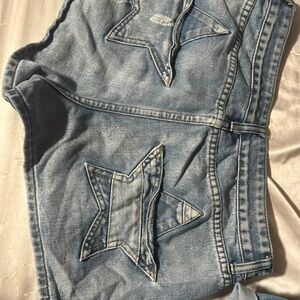 Light Blue Star-Patterned Women Jeans